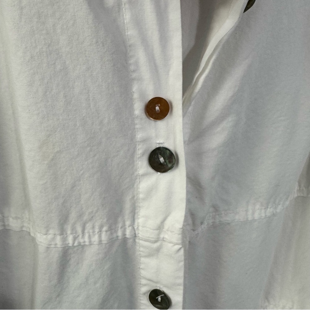 Eleven Stitch Design White Button-Up Women's Tunic Large View 3